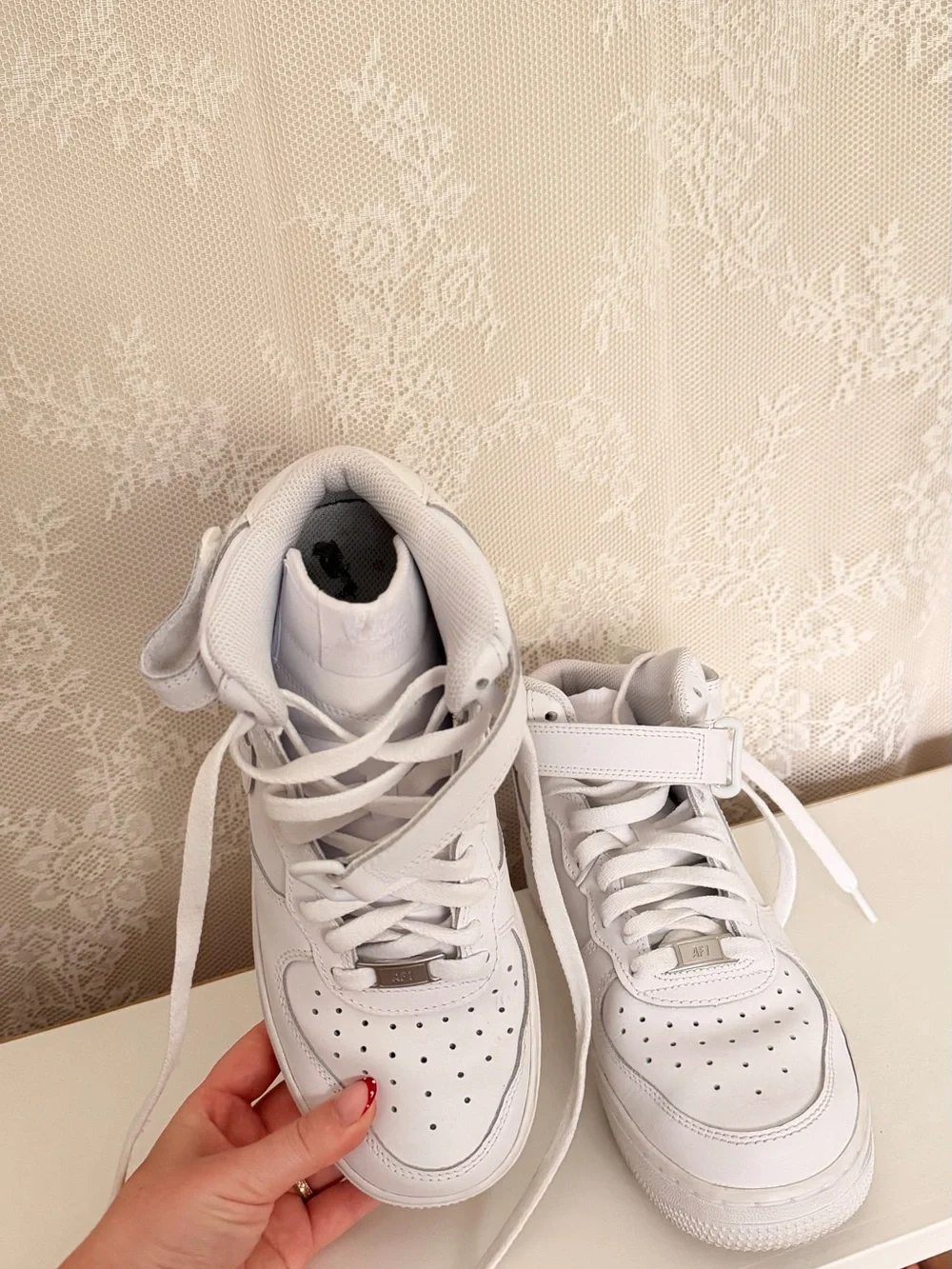 Nike White Mid-Top Leather Sneakers
